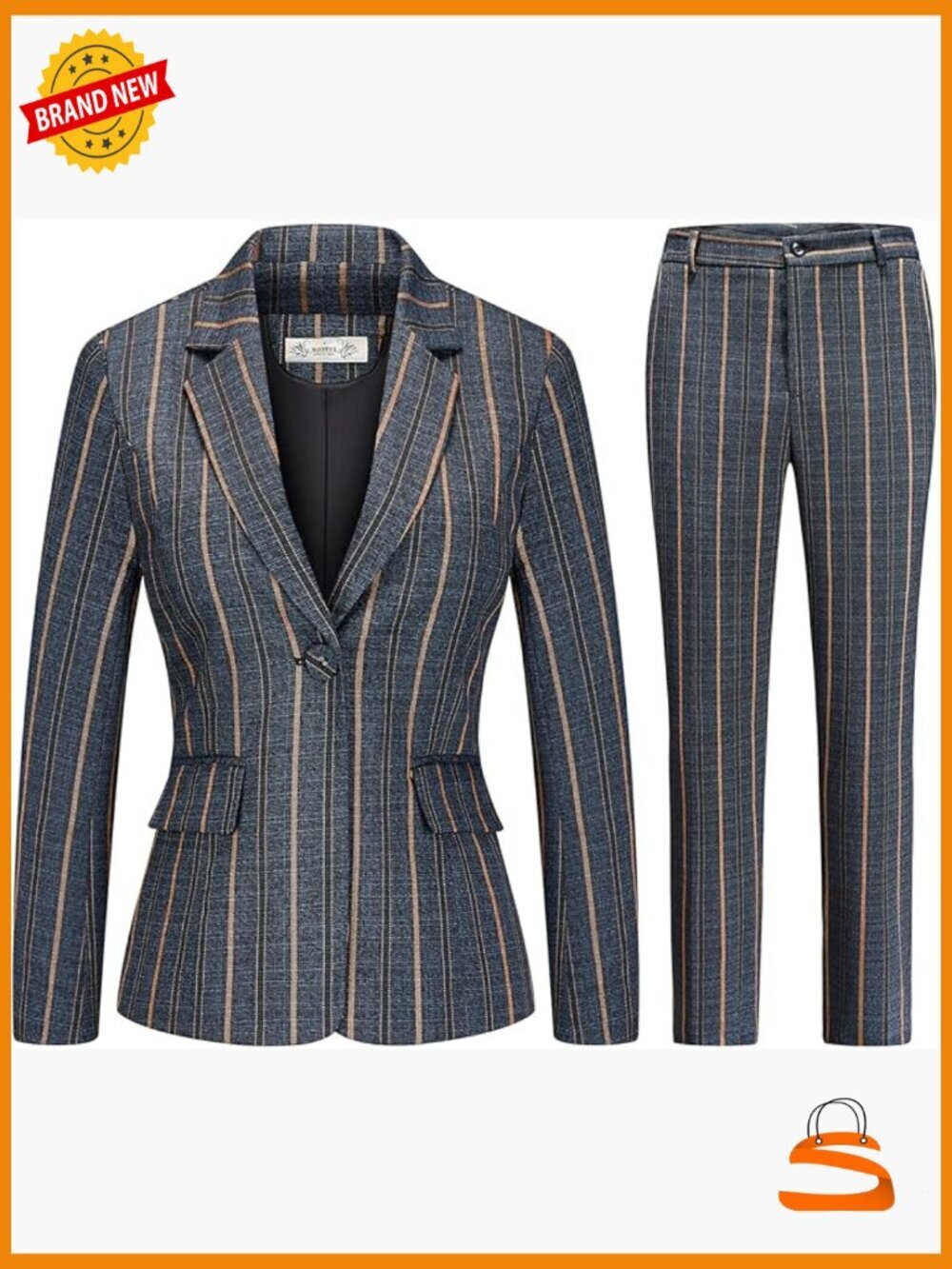 Women's 2 Piece Plaid Suit Set Blazer Jacket Long Sleeve Pant Suit Business